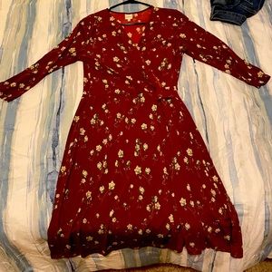 KAYLEIGH- Red floral, wrap dress size LARGE
